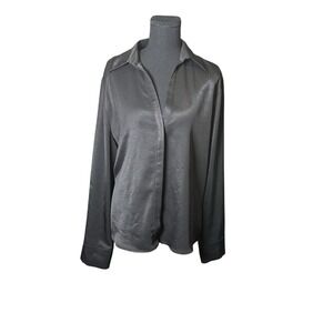 ASTR The Label Black Satin Women's Button Up With Tie Corset Back XL